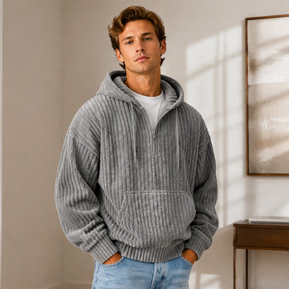 🧥 Men's Casual Half-Zip Corduroy Hoodie