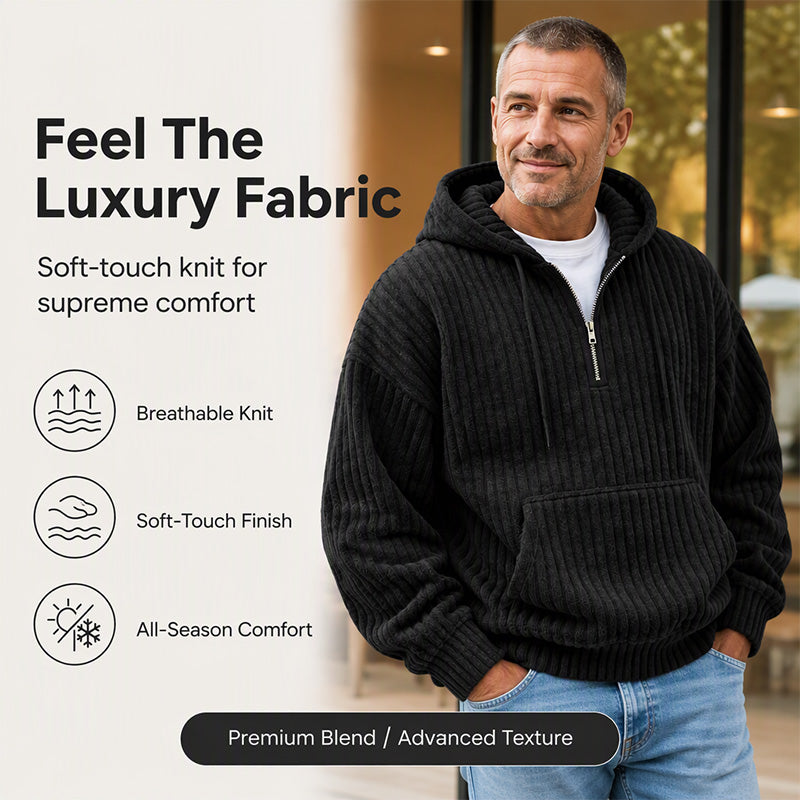 🧥 Men's Casual Half-Zip Corduroy Hoodie