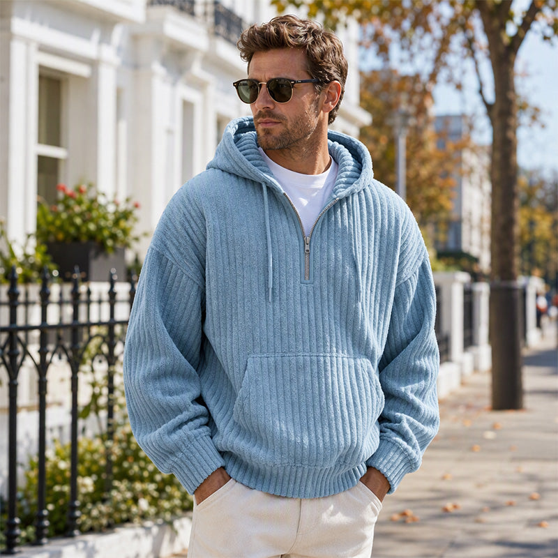 🧥 Men's Casual Half-Zip Corduroy Hoodie