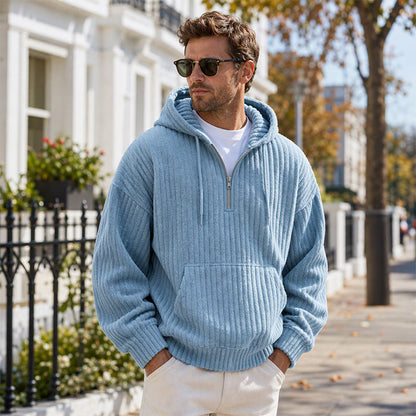 🧥 Men's Casual Half-Zip Corduroy Hoodie