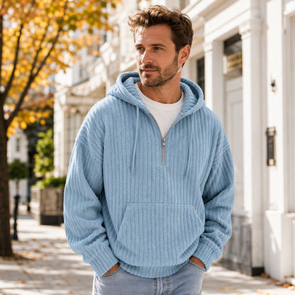 🧥 Men's Casual Half-Zip Corduroy Hoodie