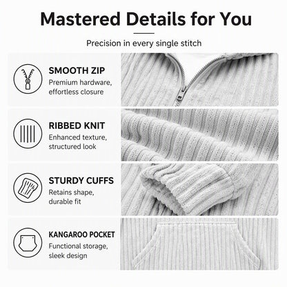 🧥 Men's Casual Half-Zip Corduroy Hoodie