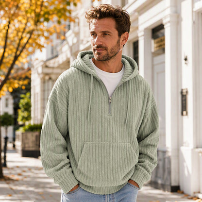 🧥 Men's Casual Half-Zip Corduroy Hoodie