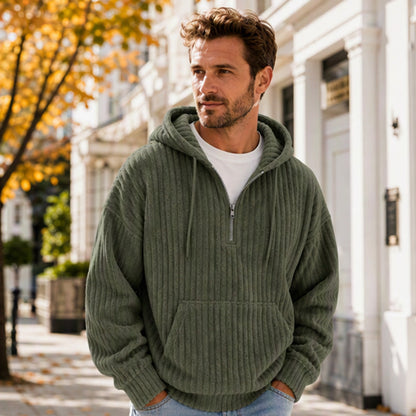 🧥 Men's Casual Half-Zip Corduroy Hoodie