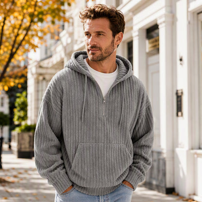 🧥 Men's Casual Half-Zip Corduroy Hoodie