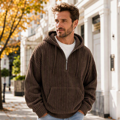 🧥 Men's Casual Half-Zip Corduroy Hoodie