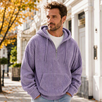 🧥 Men's Casual Half-Zip Corduroy Hoodie