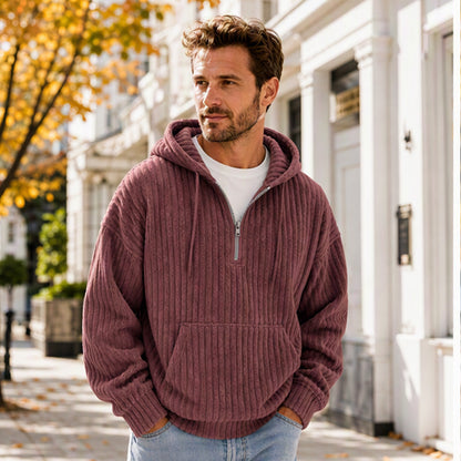🧥 Men's Casual Half-Zip Corduroy Hoodie