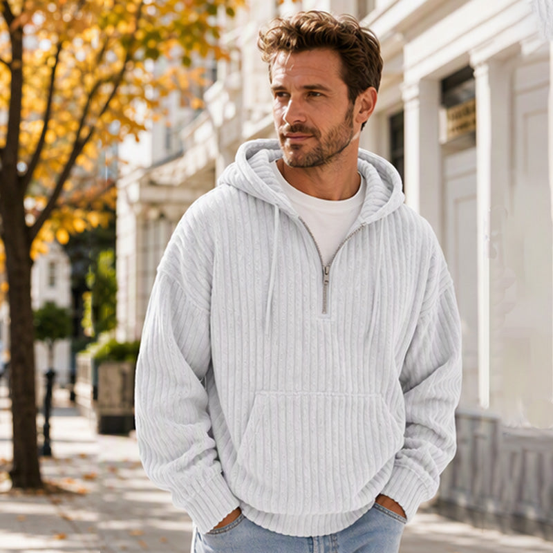 🧥 Men's Casual Half-Zip Corduroy Hoodie