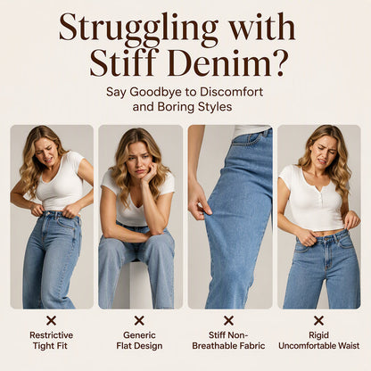 👖 Women's High Waist Wide Leg Denim Pants