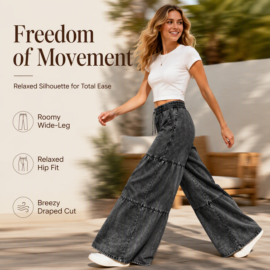 👖 Women's High Waist Wide Leg Denim Pants
