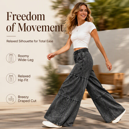👖 Women's High Waist Wide Leg Denim Pants