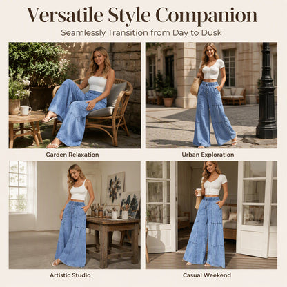 👖 Women's High Waist Wide Leg Denim Pants
