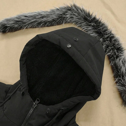 Men's Windproof Hooded Thermal Mid-Length Parka Jacket